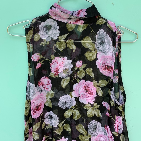 AWAKE COUTURE see through long sleeveless blouse M - Picture 6 of 12